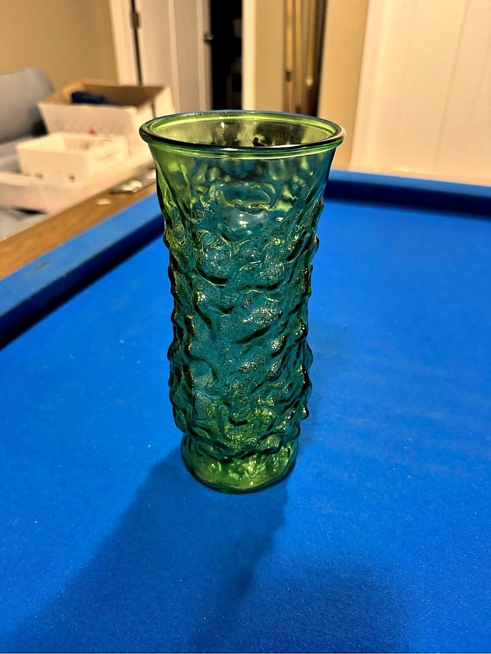 Green Textured Glass Vase